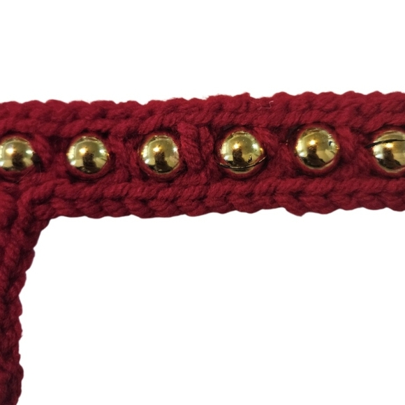 Hand Crafted Gold Beaded Garland Red Crochet Handmade Holiday Gnome decor 6-Feet - Picture 4 of 17